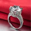 Jewelry Women Solitaire Round cut Big 8ct Topaz Diamonique Simulated Diamond 925 sterling silver Wedding Bridal Band Ring gift Siz276W
