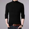 Suéteres para hombres Otoño Invierno Marca Hombres Negro Cuello alto Slim Fit Jersey Sólido Transpirable Color Suéter de punto