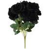 Decorative Flowers Simulation Black Rose Fake Flower Decor Halloween Present Plastic Vases Roses Silk Simulated Bride Artificial Bouquet