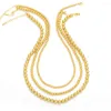 Cadenas 4MM / 6MM Collares de cadena de cuentas redondas para mujeres Gargantillas chapadas en oro de cobre Declaración Joyería de moda Regalos Nkea027