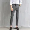 Ternos masculinos primavera outono negócios calças casuais calças finas cor sólida confortável longo terno de escritório