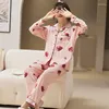 Vêtements de nuit pour femmes 2023 Printemps Automne Plus Taille 7XL Ensembles de pyjama en coton à manches longues pour femmes Costume d'impression mignon Pyjama Homewear Vêtements de maison