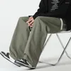 Men's Pants Cotton Baggy Wide-leg Fashion Korean Streetwear Casual Elastic Waist Drawstring Trousers ArmyGreen Black Khaki