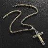 Colliers pendentifs en acier inoxydable multicouche croix Christ Jésus Crucifix pendentifs collier avec 24 '' chaîne mascotte bijoux de haute qualité