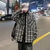 Men's Jackets Classic Houndstooth Pattern Shirts Men Baggy Coats Trendy Brand Single Breasted Blouses Male Streetwear Long Sleeved