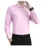 Мужские платья рубашки весна и осенняя рубашка с длинным рукавом Slim Fit Corean Edition Pink Youth