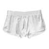 Underpants Men Ice Silk Skin-friendly Boxers Briefs Sexy Middle Waist Shorts Underwear Breathable Solid Color Panties Loose