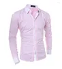 Camisas de vestido masculinas Patchwork Lapela Button Up Camisa Homens Moda Slim Casual Contraste Cor Manga Longa Mens Negócios Branco Preto Tops