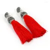 Kolczyki naszyjne Zestaw 2023 Bohemia Boho Red Silk Tassel Studs kolczyki i łańcuch hematytu