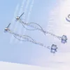 Boucles d'oreilles carrées en cristal pour femmes, longues lignes d'oreilles ondulées, tendance, cadeaux de fête créatifs, bijoux SAE309