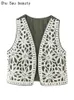 Womens Vests Chu Sau beauty Women Winter Fashion Sweet Vneck Thick Waistcoat Vintage Embroidery Warm Vest Jacket Chic Short Outcoats 230928