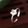 Cluster Rings Fashion Silver Gold Color Open Finger Ring White Flower Elegant Stackable For Women Girl Jewelry Gift Dropship Wholesale