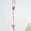 Trouwe Dames Cool Geel Goud G F Kruis Kruisbeeld Hanger Rosario Rozenkrans Kralen Ketting Chain292h