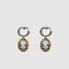 Boucles d'oreilles de créateurs de mode pour femmes boucles d'oreilles en perles bijoux en or lettres cerceau boucle d'oreille Diomond boîte de mariage boucles d'oreilles charme New228T