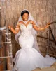 2023 OCT ASO ebi plus size White Mermaid Wedding Dress Dress Pearls Obedage Vintage Vrids Dronses ZJ054