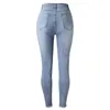 Женские джинсы, женские винтажные рваные джинсовые брюки с карманами, женские брюки с высокой талией, тонкие брюки-карандаш на небольшую ногу
