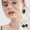 Hoop Earrings Fashion Retro Personality Exaggerated Color Spray Paint Love Clip On For Women Pearl Small