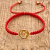 Charm-Armbänder, handgefertigte Knoten, rotes Seil-Armband, tibetisch-buddhistischer Edelstahl, OM-Glücksarmreifen für Frauen und Männer, Geschenk