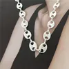 Chaînes Simple Couche Punk Rock Or Sliver Couleur Aluminium Chaîne Collier Ras Du Cou Pour Femmes Lien Collier Clavicule Déclaration Bijoux315g