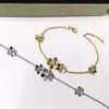 Brand Pure 925 Sterling Silver Jewelry For Women Silver Chain Clover Bracelet Praty Wedding Jewelry Gold Color Flower Bracelet346q