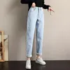 Jeans pour femmes polaire femmes baggy sarouel hiver taille haute droite épaissie chaude copain velours denim pantalon