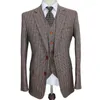 Costumes pour hommes Costumes pour hommes 3 pièces Brown Classic Tweed Custom Made Slim Fit Gentleman Style Tailleur Fête de mariage pour veste pantalon gilet