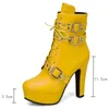 Buty bootów platforma czerwona biała żółta koronkowa koronka na wysokie obcasy krótkie buty żeńskie jesień zima seksowne buty unisex duże rozmiar 45 230928