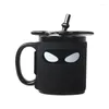 Mugs Ninja Mug Creative Ceramic With Lid And Spoon Heat-insulating Cup Cover Set Water Office Home Gift For Friends