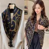 Scarves Brand Black Coffee Silk Ladies' Scarf Bandana Fashion Geometric Design Square Hijabs Winter Shawls Foulard
