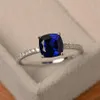 Fashion Ring Big Square Sky Blue Stone Rings For Women Jewelry Wedding Engagement Gift Inlaid Stone Rings262L