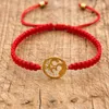 Charm-Armbänder, handgefertigte Knoten, rotes Seil-Armband, tibetisch-buddhistischer Edelstahl, OM-Glücksarmreifen für Frauen und Männer, Geschenk