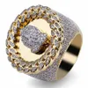 Anillos helados de Hip Hop para hombre, nueva moda, anillo de mano de oración de oro, joyería de alta calidad, anillo de diamante de imitación 258g