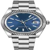 Clean CF 41 126334-0001 VR3235 Relógio Masculino Automático Moldura Canelada Azul Dial Stick Marcadores 904L Aço Oystersteel Pulseira Super Edi253I