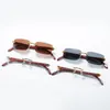 男性のためのカルティグラスサングラス高級眼鏡ファッション勾配サングラスグラス女性用のシンプルな木製フレームレスサングラス