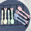 Skålar barns söta rosa bordsartiklar tallrik skål baby rätter matar sked gaffel uppsättningar för barn