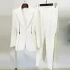 Women's Two Piece Pants 2023 Fashion Personalized Zipper Slim Fit One Button Suit Crop Pant Set
