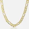 Pure Golds Chain Necklace Jewelry Plated 24k Gold 10mm Heavry Figaro Halsband för män 22inch251a