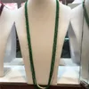 Kettingen Handgeknoopt 100 cm Natuurlijke 6-7 cm Witte Zoetwaterparel Groene Steen Lange Ketting Trui Keten Mode-sieraden