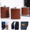 Hip Flasks 6/7/8 Oz Luxury Pocket Flask Brown Leather Covered Portable Stainless Steel For Alcohol Whiskey Gift