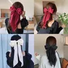 Saç klipsleri barrettes moda kadınlar kırmızı yay klipli saç klipsi Kore tarzı kadınlar uzun kurdele kelebek saç klipli saç aksesuarları 230928