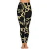 Pantalones activos Cadena de oro Yoga Mujeres Enlaces Imprimir Leggings Push Up Estético Legging Elástico Entrenamiento personalizado Deporte