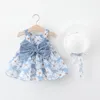 Girl Dresses Summer Baby Vest Dress Princess With Big Bow On The Chest Flower Hat