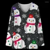 여자 후드 크리스마스 테마 3D 인쇄 패션 여성 긴 소매 티셔츠