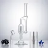 CSYC GB007 Dab Rig Smoking Pipe About 9.13 Inches Recycle Perc Glass Water Bong Stand Base 14mm Quartz Ceramic Nails Quartz Banger Nail Clip Dabber Tool Silicon Jar