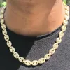 Collier chaîne à maillons Mariner en or jaune de 12mm, véritable collier ras du cou glacé glacé, zircone cubique, chaîne à maillons ovales de 7 à 24 pouces213D