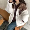Giacche da donna Inverno caldo pile spesso per le donne Coreano Zip Up Patchwork Cappotto con cappuccio Capispalla in lana d'agnello con tasche