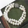 Bracelet de perles d'eau douce Patoto blanc crème, deux brins entiers, 6-7mm, 279y