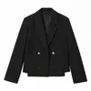 Garnitury damskie 2023 Wiosna elegancka biuro damskie damskie damki czarna czarna kurtka mody mody Casual Classic Design Kobiety Blazery krótkie