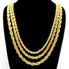 Collana a catena a corda Catena a nodo riempito in oro giallo 18 carati 3 mm 5 mm 7 mm di larghezza319M