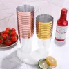 Disposable Cups Straws 20 Pieces Birthday Decoration Cocktail Gold Rim Rose Party Supplies Tableware For Wedding